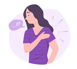 Woman Suffering from Shoulder Pain for Physical Symptom and Healthcare Concept Illustration
