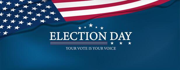 Election day scene displaying the American flag and text, highlighting the significance of exercising one's right to vote