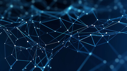 Fototapeta premium 3D Network Connections with Plexus Design on Blue Background – Abstract Technology Communication Concept.