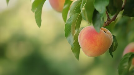 Obraz premium A delightful vector illustration of a peach, featuring its soft, fuzzy texture and warm yellow-orange hue. The design captures the round shape and natural sheen of the fruit, emphasizing its juiciness