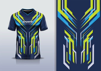 Sport jersey design template mockup sharp line for football soccer, running, esports, blue green colo © Nimpuna O