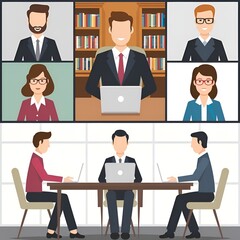 A video conference job interview meeting with people.,generative ai