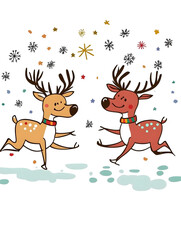 Doodle Christmas and New Year Cards - 2D Hand-drawn Illustrations on White Background