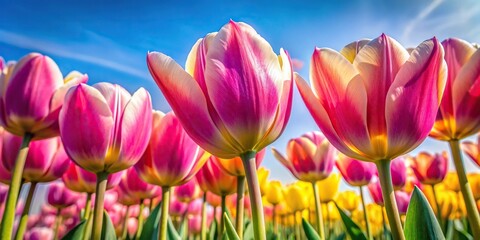 Fototapeta premium close-up of pink and yellow tulips