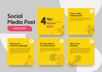 Social media carousel post template. Instagram and facebook square post template. Instagram tips post collection tutorial, tip, trick, quick tips, layout template design