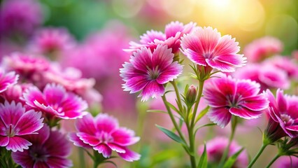 Close-up of pink summer flowers on a blurry background