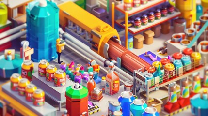 Fototapeta premium Low Poly Factory Illustration