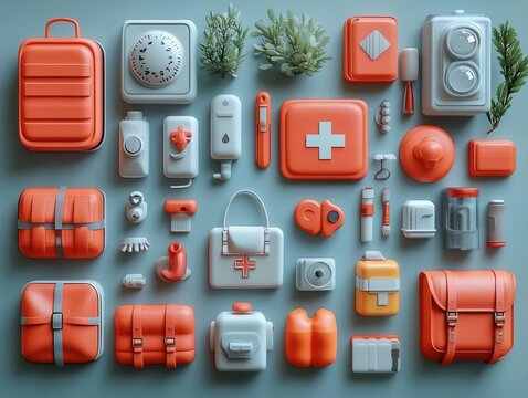 3d rendered icons representing sos signals within a modern design context, showcasing urgency and communication in a visually appealing way, ideal for emergency themes