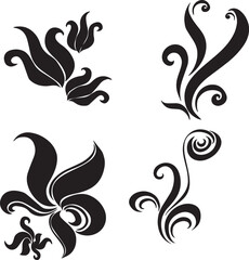 Black Flower Design vectors design 