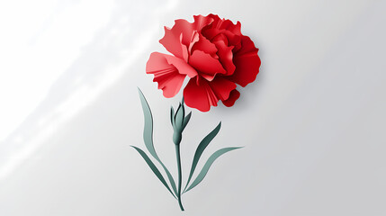 Obraz premium Carnation flower logo 3d vector papercut