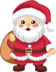 Santa Claus characters displaying festive cheer in varied poses, including holding gifts, waving, and winking. Perfect for Christmas designs and holiday-themed projects.