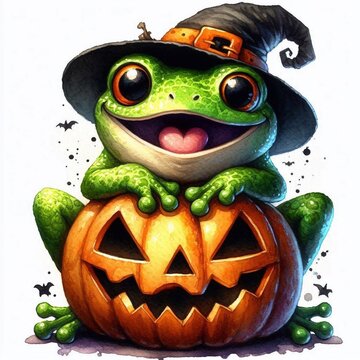 kleiner Frosch auf K&uuml;rbis