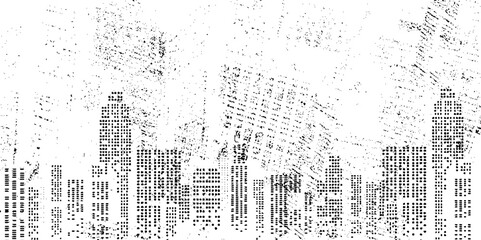 Grunge city sketch background. Grunge black and white pattern. Monochrome particles abstract texture.