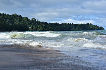 Big waves on the seashore. Khao Lak. Thailand.