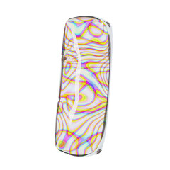 3d Iridescent letter I on white background with colorful swirling pattern. Suitable for branding, typography design, or educational materials.