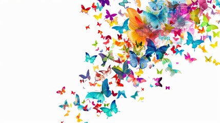 Naklejka premium a cascade of vibrant butterflies bursting forth from the depths of a human heart, their wings painted with the colors of emotion