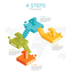 4 steps infographic design elements elegant