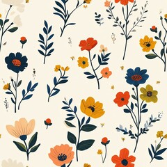 Vibrant Floral Pattern with Thai Inspired Design