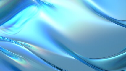 An elegant and modern 3D rendering of an abstract background featuring a luxurious blue curved plate made of transparent and clear glass.