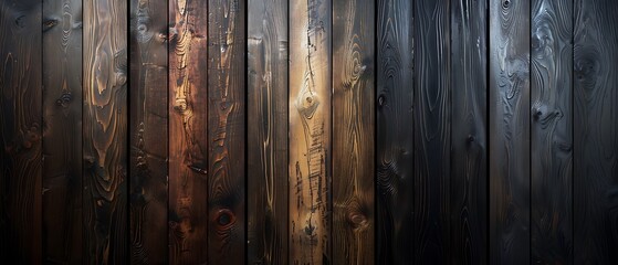 A rustic collection of dark and light wooden panels showcasing unique grain patterns and textures in warm natural hues