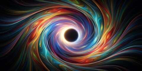 Obraz premium Vibrant Swirls of Color Encircling a Black Void, a Visually Striking Abstract Representation of the Cosmos