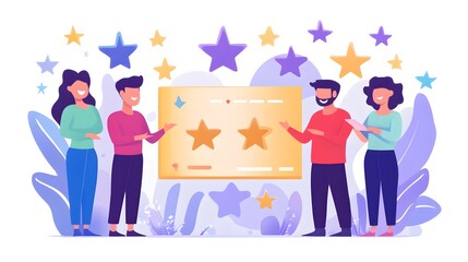 Team Celebrating Success with Five Star Rating