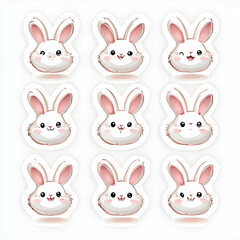 set of funny cartoon rabbits