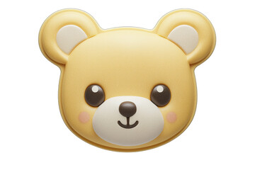 Naklejka premium Cute yellow bear face emoji, perfect for playful designs and children's themes in digital and print media.