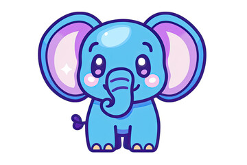 Naklejka premium Cute cartoon elephant with big ears and a cheerful expression, perfect for children's illustrations and playful designs.