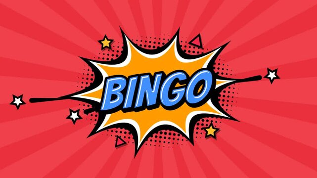BINGO - Text Animation With Pop Art Comic Style, Alpha channel, Transparent background or green background, Video 4K