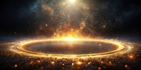 Obraz premium Abstract background of circle floor particles explosion and dust in extreme close-up
