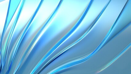An abstract background of elegant and modern 3D rendering created with blue curves of a transparent and clear glass plate.