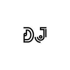 DJ monogram logo design letter text name symbol monochrome logotype alphabet character simple logo