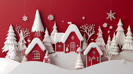 Scandinavian folk christmas 3d vector papercut