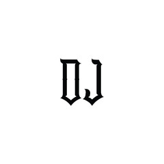 DJ monogram logo design letter text name symbol monochrome logotype alphabet character simple logo