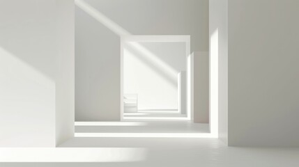 Abstract White Interior with Light and Shadows