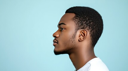 Obraz premium Profile Portrait of a Young Man with Short Hair