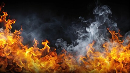 Abstract image of smoke and flame on black background