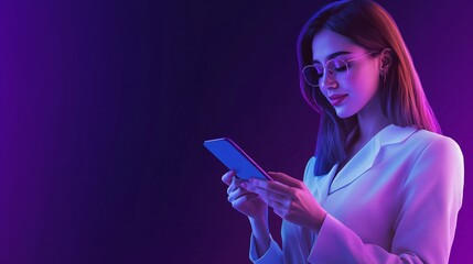 Female Broker Using App to Sell Products