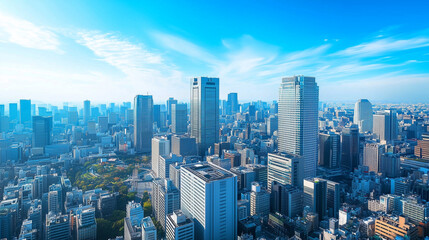 Fototapeta premium City Skyline Under Blue Sky and White Clouds