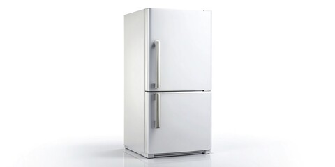 Aerial view of refrigerator on white background