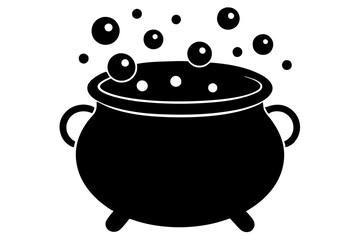 Halloween Cauldron with Bubbles Icon | isolated vector silhouette illustration on white background