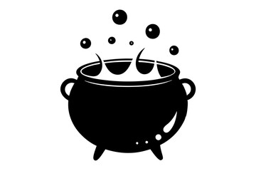 Halloween Cauldron with Bubbles Icon | isolated vector silhouette illustration on white background