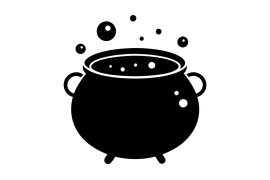 recommend clip art: Halloween Cauldron with Bubbles Icon | isolated vector silhouette illustration on white background
