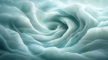 Obraz premium graceful abstract swirl in mint green and seafoam blue creating a calming visual experience soft gradients blending seamlessly to evoke serenity and tranquility