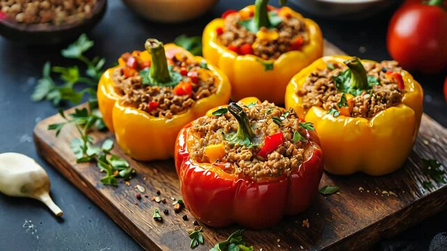  top view Stuffed Bell Peppers with Ground Turkey