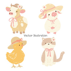 Cute Farm Character Vector Illustration for Kids and Nature-Themed Designs