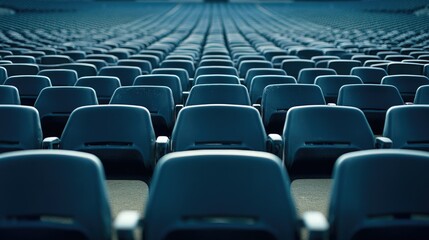 Fototapeta premium Rows of Empty Blue Stadium Seats in Perspective