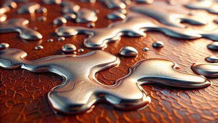 closeup of reflective liquid on surface