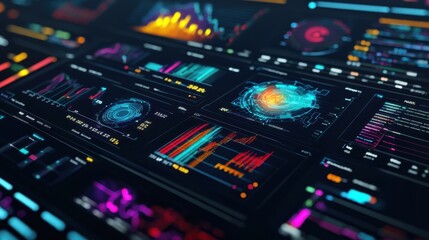 Obraz premium Data visualization: Colorful data visualizations on a digital dashboard